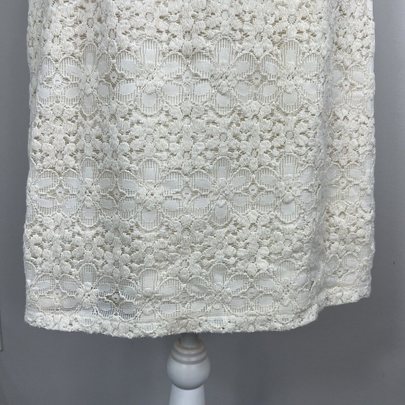 Adrianna Papell Women's Ivory Cream Lace Dress Sz 6 Empire Waist Baptism Wedding - Picture 3 of 10